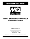 Multiquip st3020bcul User's Manual