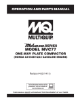 Multiquip Chainsaw ONE-WAY PLATE COMPACTOR User's Manual