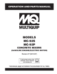 Multiquip Blender MC-92P User's Manual