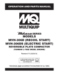Multiquip MVH-306D User's Manual