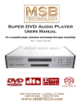 MSB Technology DVD Audio Player User's Manual