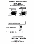 Mr. Coffee TR10 User's Manual