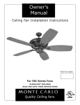 Monte Carlo Fan Company 5SI User's Manual