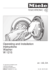 Miele Washer W 1215 User's Manual