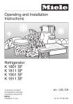 Miele K1811SF User's Manual