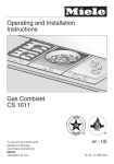 Miele GAS COMBISET CS 1011 User's Manual