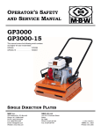 MBW Lawn Mower SINGLE DIRECTION PLATES User's Manual