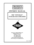 Manley Labs THE STINGRAY INTEGRATED AMPLIFIER User's Manual