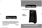 Magic Chef PRVMCCO01 User's Manual