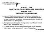 Lumiscope Blood Pressure Monitor 1143 User's Manual