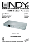 Lindy HDMI SWITCH REMOTE 32592 User's Manual