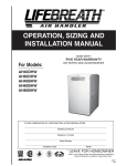 Lifebreath AH40BHW User's Manual