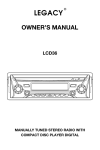 Legacy Car Audio LCD36 User's Manual