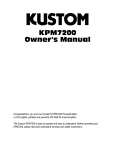 Kustom KPM7200 User's Manual