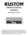 Kustom DE200HD User's Manual