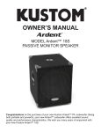 Kustom Ardent 18S User's Manual