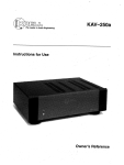 Krell Industries KAV-250a User's Manual
