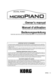 Korg DIGITAL PIANO E F G 1 User's Manual