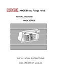 Kobe Range Hoods IN-026 SERIES User's Manual