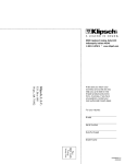 Klipsch 20M0499 User's Manual