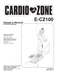 Keys Fitness CARDIOZONE E-CZ100 User's Manual