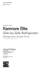 Kenmore Elite 22 cu.ft. Capacity Side-by-Side Refrigerator w/ Dispenser ENERGY STAR Owner's Manual