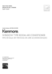 Kenmore 18,000 BTU Room Air Conditioner Owner's Manual