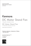 Kenmore 16'' Stand Fan w/ Advanced Motor Technology Owner's Manual