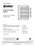 Kenmore E L I T REVERSE OSMOSIS SYSTEM 625.38556 User's Manual