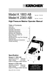 Karcher K 2300 ABI User's Manual