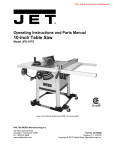 Jet Tools 10-inch User's Manual