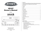 Jensen SIRIUS VR187 User's Manual