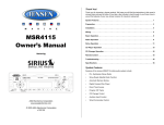Jensen SIRIUS MSR4115 User's Manual