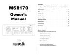 Jensen MSR170 User's Manual