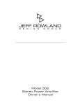 Jeff Rowland Design Group 302 User's Manual