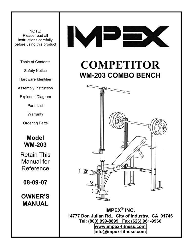 Impex Wm 203 Owner S Manual