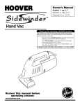 Hoover Sidewinder User's Manual