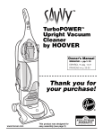 Hoover SAVVY Turbo POWER Upright Vacuum Cleaner User's Manual