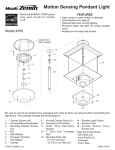 Heath Zenith Motion sensing Pendant Light 4350 User's Manual