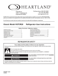 Heartland Refrigerator HCFDR20 User's Manual