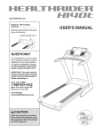 HealthRider H140t HRTL14508.0 User's Manual