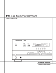 Harman Kardon AVR 110 User's Manual