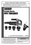 Harbor Freight Tools Portable Electric Pipe Threader Product manual