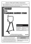Harbor Freight Tools Planishing Hammer Stand Product manual