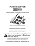 Harbor Freight Tools Pet Hair Clipper Set Product manual