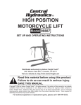 Harbor Freight Tools High Position Motorcycle Lift Product manual