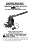 Harbor Freight Tools Compact Metal Bender Product manual