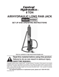 Harbor Freight Tools 8 Ton Long Ram Air/Hydraulic Jack Product manual