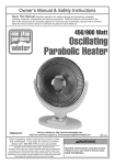 Harbor Freight Tools 400/900 Watt Oscillating Parabolic Heater Product manual