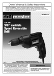 Harbor Freight Tools 3/8 in. Variable Speed Reversible Drill Product manual